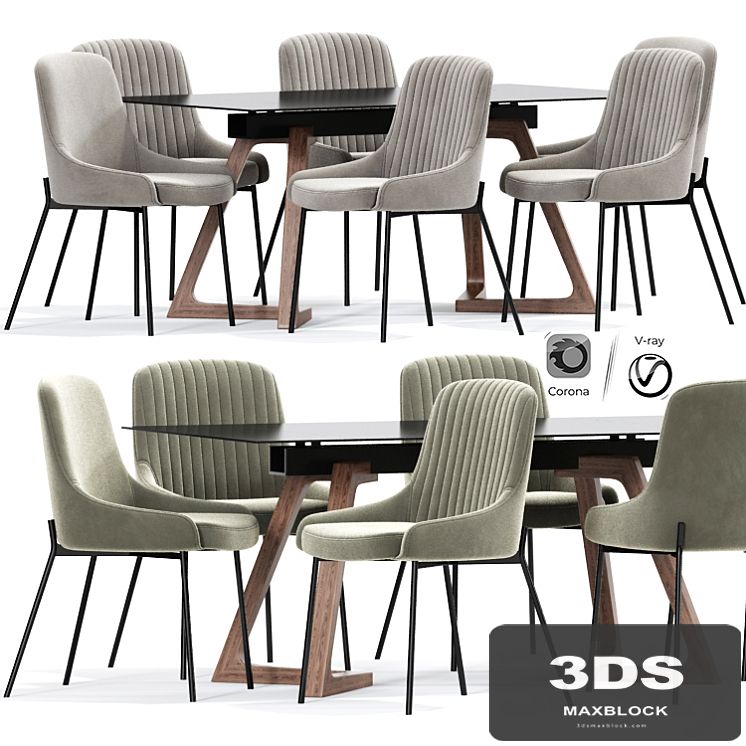 Lainy Upholstered Strip Chair Table