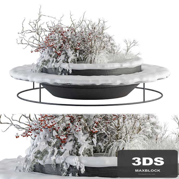 Urban Furniture snowy Bench with Plants- Set 15