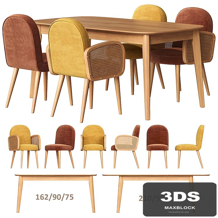 Biface Buisseau La Redoute Table and Chairs