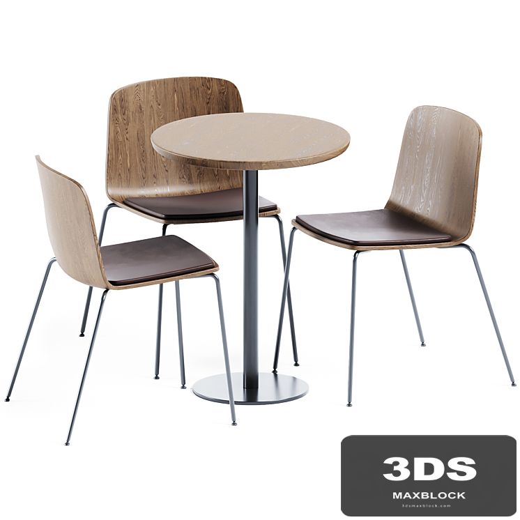 Easy Mix & Fix Table by Ton & Wooden Upholstered Chair Rama by Kristalia