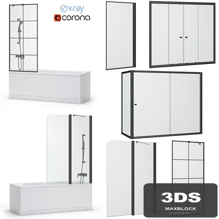 Bath screens and bathtubs Radaway and Ravak set 134