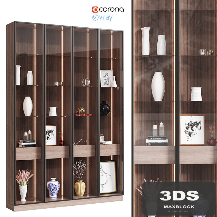 Wooden cabinet with decor