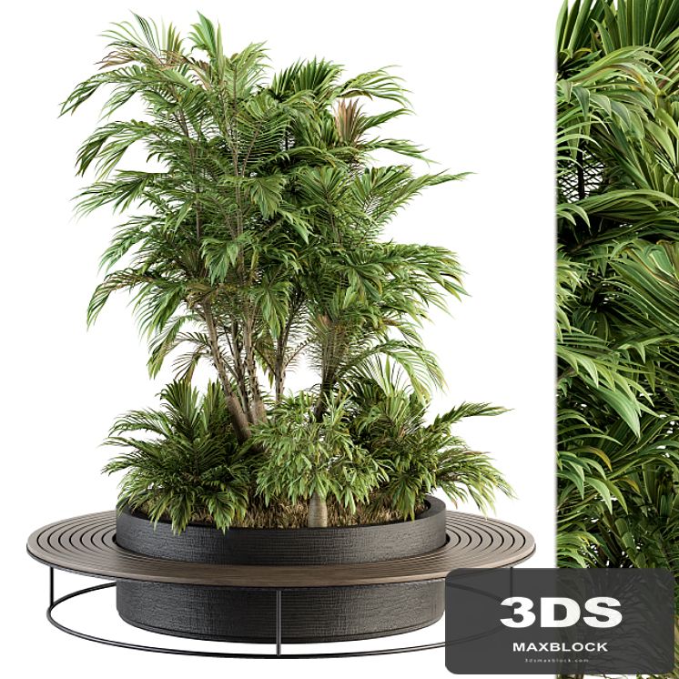 Urban Furniture / Architecture Bench with Plants- Set 16