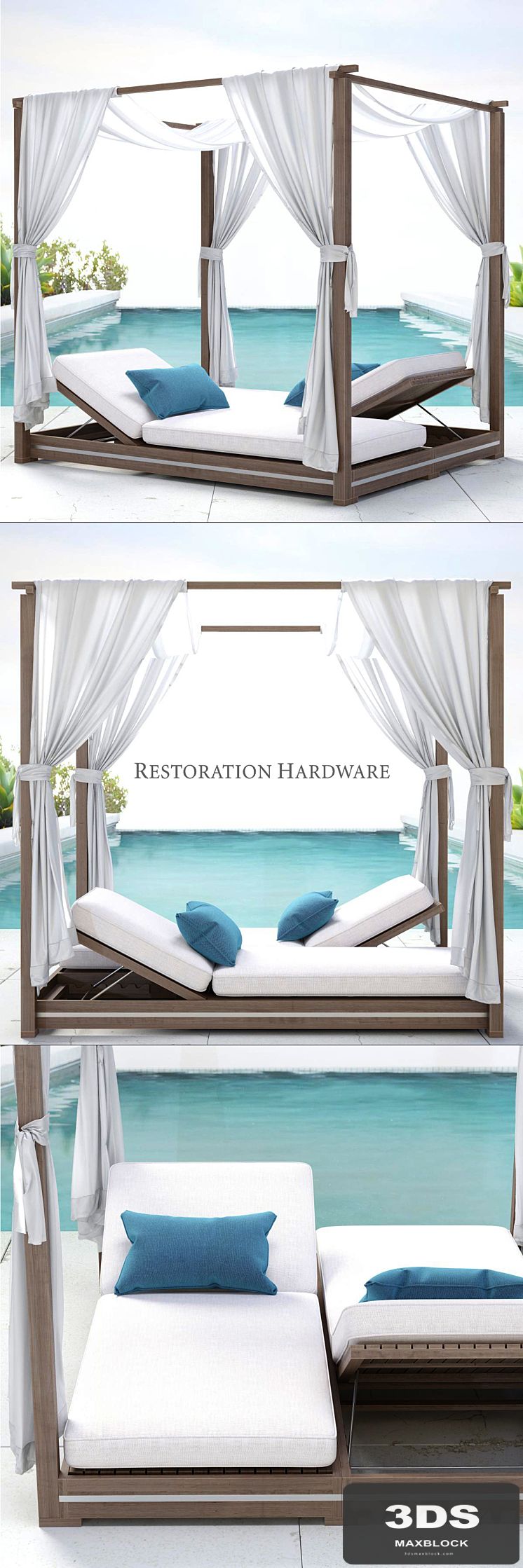RH / MALTA CANOPY DOUBLE CHAISE