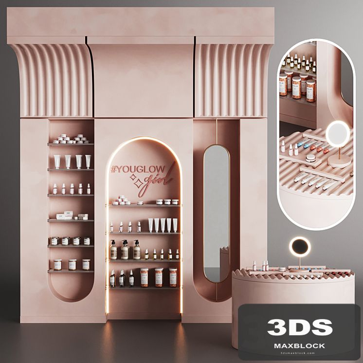 Cosmetics set in pink