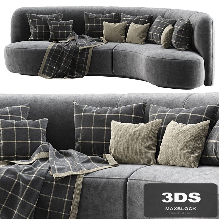 Annabel velor round sofa VS09 / Semicircular modern velor sofa
