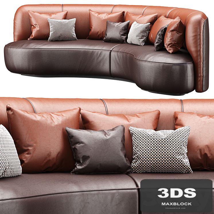 Annabel leather round sofa LS08 / Leather semicircular sofa