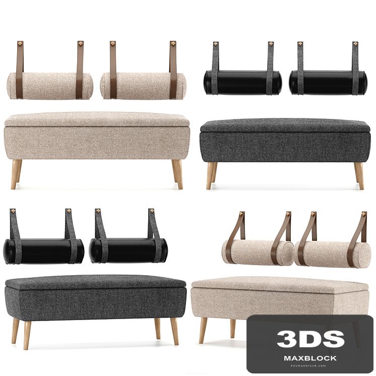 Vaili bench / ottoman Soft Light by Divan.ru and decorative pillows