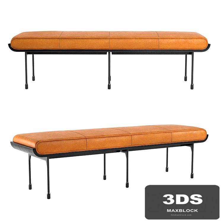 CB2 Juneau Leather And Metal Bench