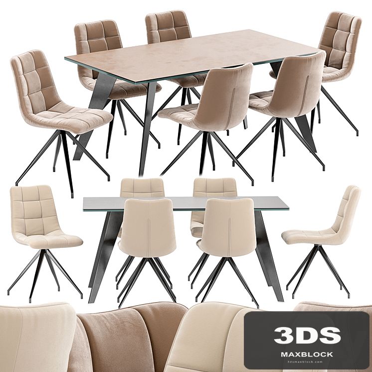 Sedia Diamond dining chair and Nack table