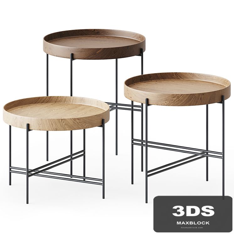 Wooden Round SideTables Tray by Potocco