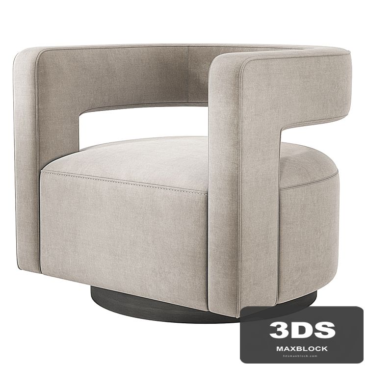Restoration Hardware Drew Curved Swivel Chair RH