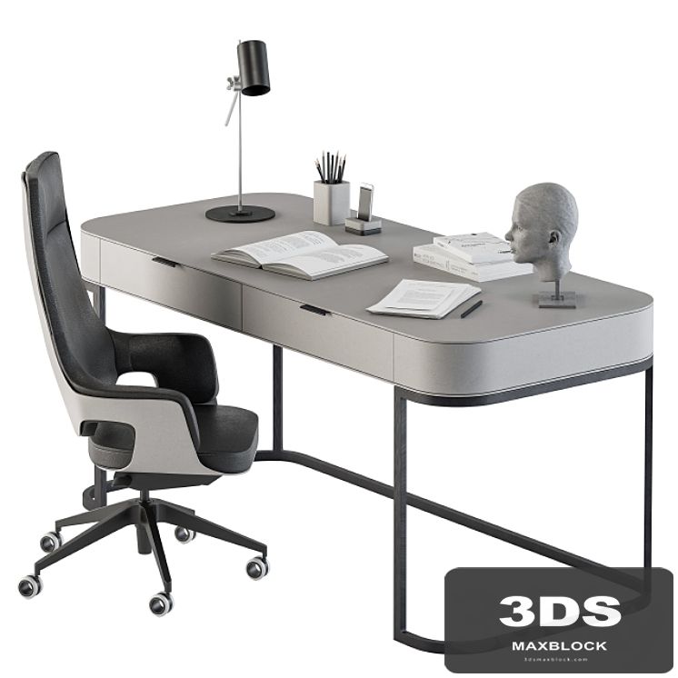Gray and Black Writing Desk - Office Set 180