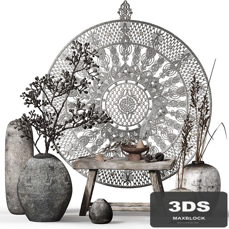 Decorative set 015 with Macrame panno