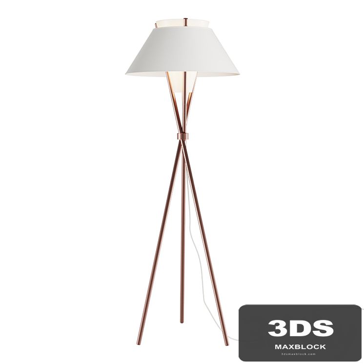 Floor lamp with three uprights and textile shade Article: hoger01