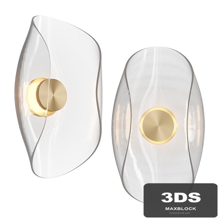 SAMPLE PAIR Liquid Swirl Glass & Brass Contemporary Wall Light Sconce