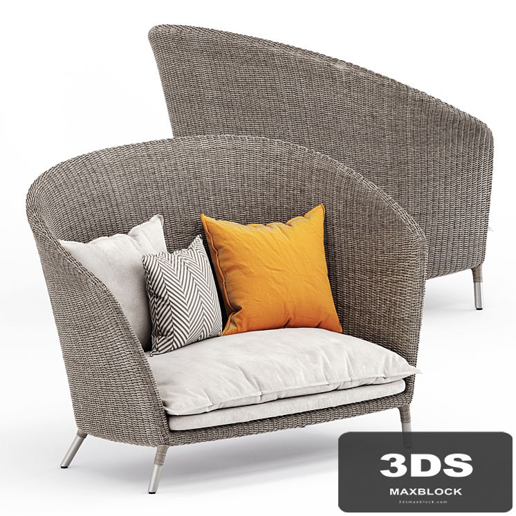 Strada high back settee 2 seat by Janus et Cie