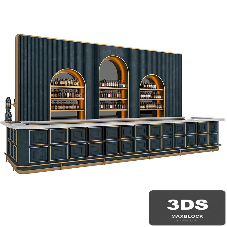 Restaurant Bar set 06 LOFT Gold & Dark Blue