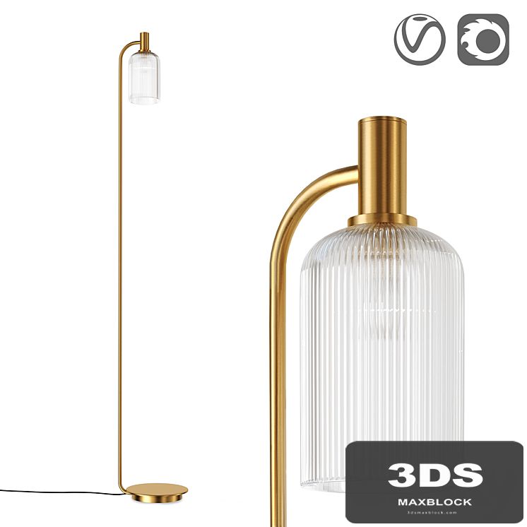Brass and cut glass floor lamp, Bogota
