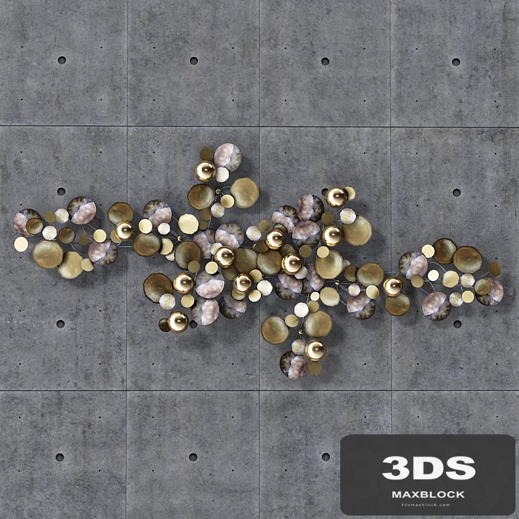 A Large Brass Curtis Jere Raindrops Wall Sculpture