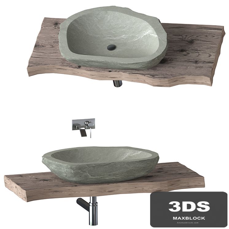 Stone washbasin with slab top