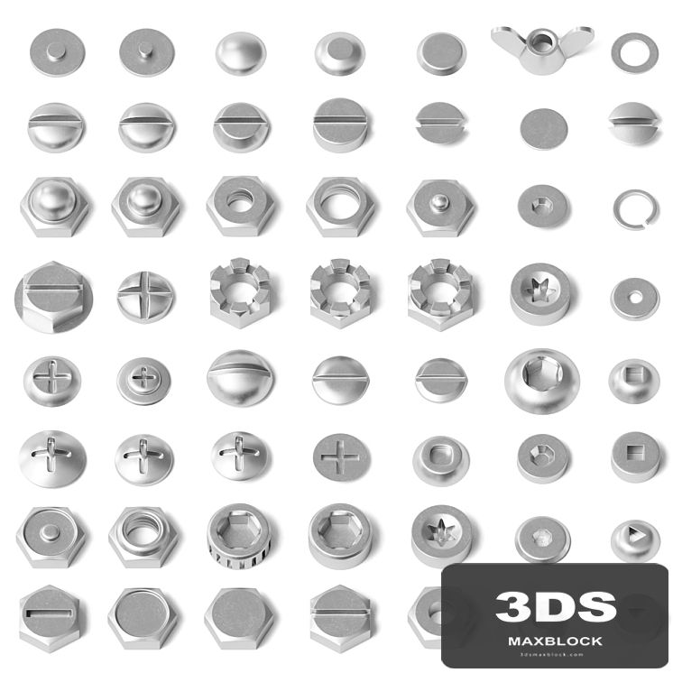 Set of nuts, bolts, washers