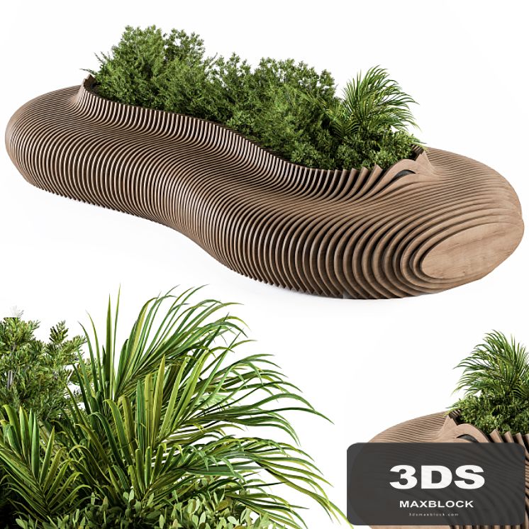 Urban Furniture / Parametric Bench with Plants- Set 22