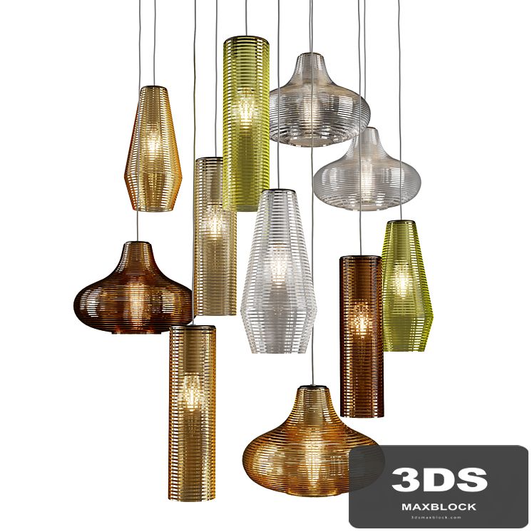 Olivia Emma Clio by Panzeri (3 Glass Pendants with 7 Colors)