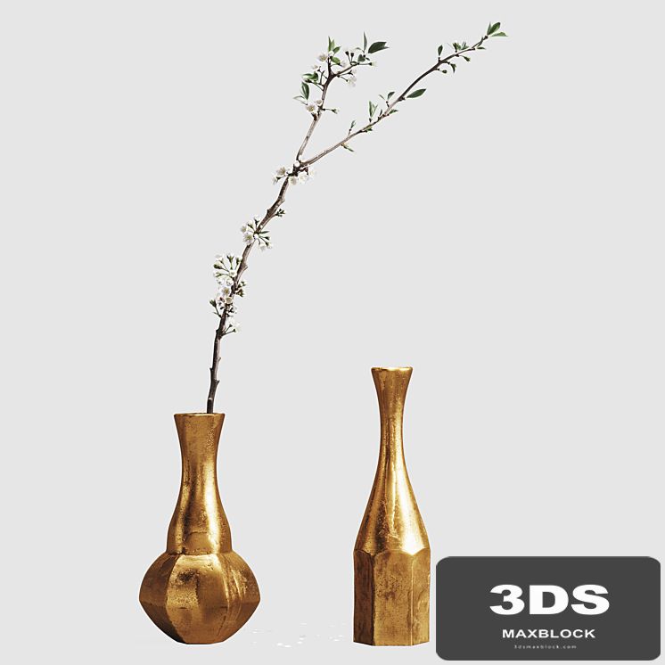 Aluminum vases with cherry branch by ZARA HOME