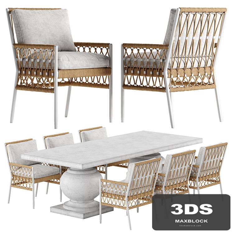 Serena and Lily Salt Greek chair Terrace table set