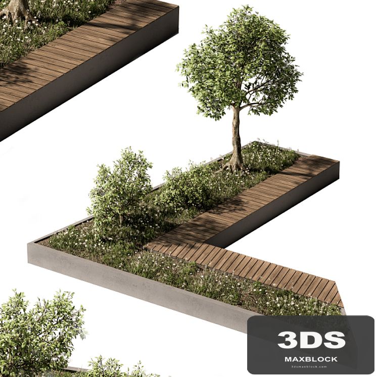 Urban Furniture / Architecture Bench with Plants- Set 24