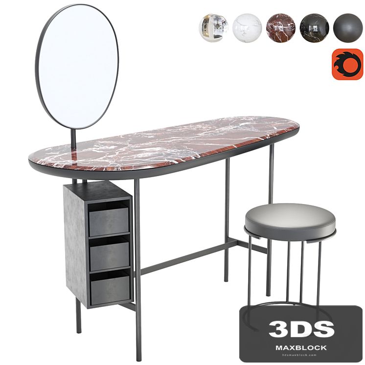 Living Divani Pebble + Nina dressing table and stool