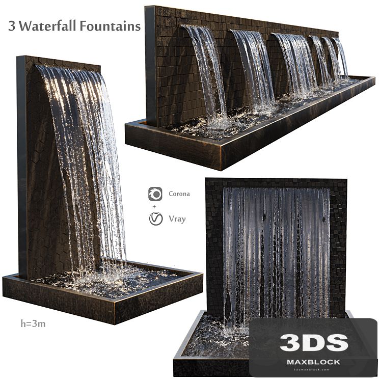 Waterfall fountains cascade