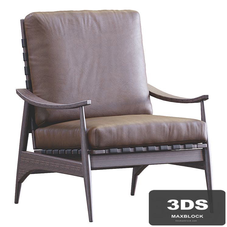 Mid Century Outdoor Show Wood Lounge Chair Leather