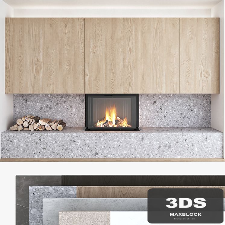 Decorative wall with fireplace set 10