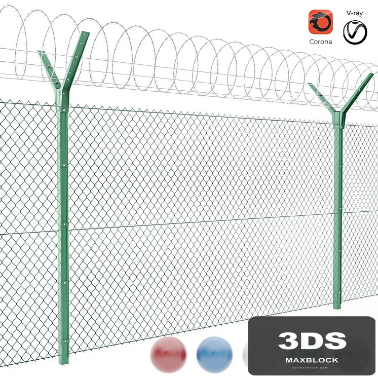 Chain link fence with spiral protective barrier
