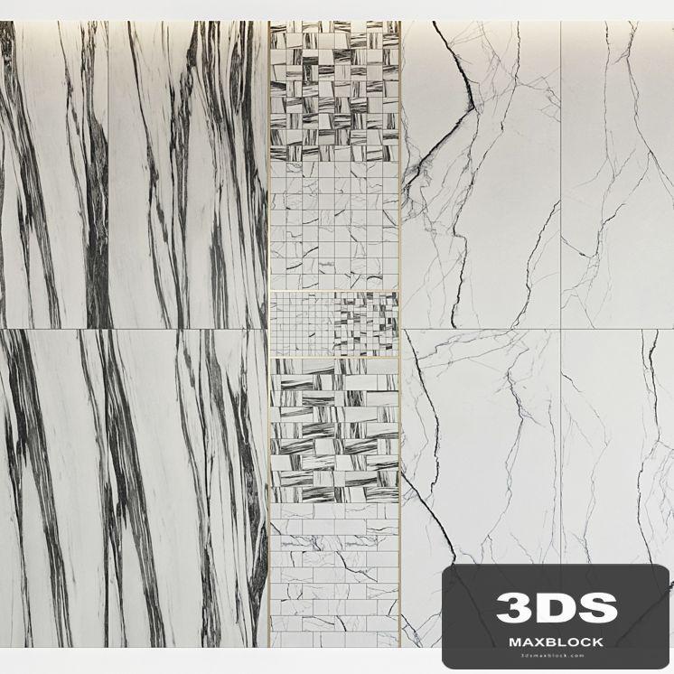 Architectural Design Floor gres Breach Fall B&W MARBLE set 1