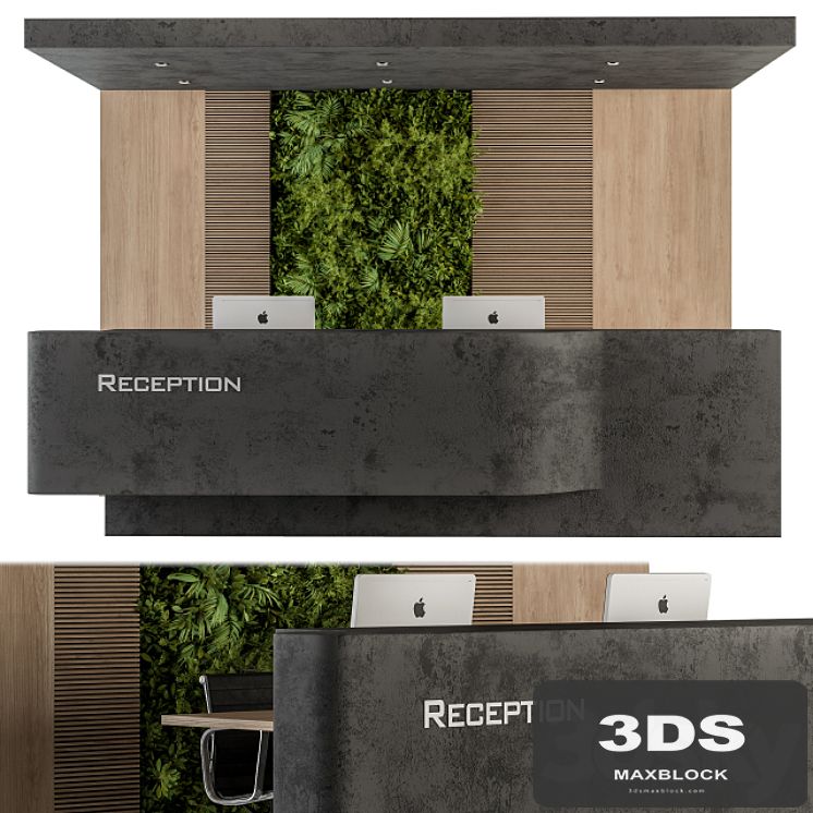 Reception Desk and Wall Decoration - Set 07