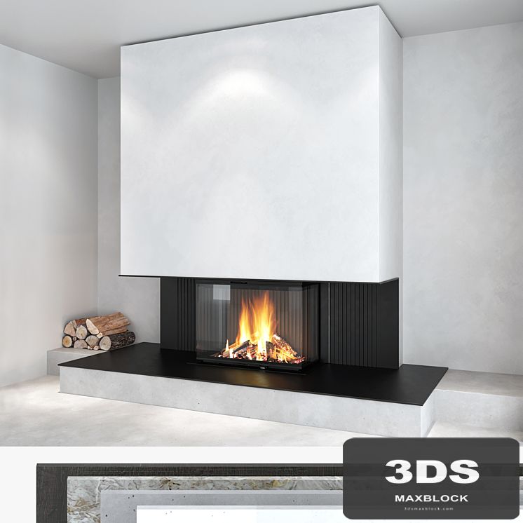 Decorative wall with fireplace set 11