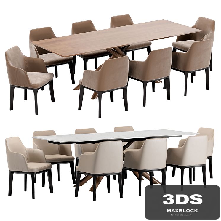 Lois dining chair and Ravenna L table