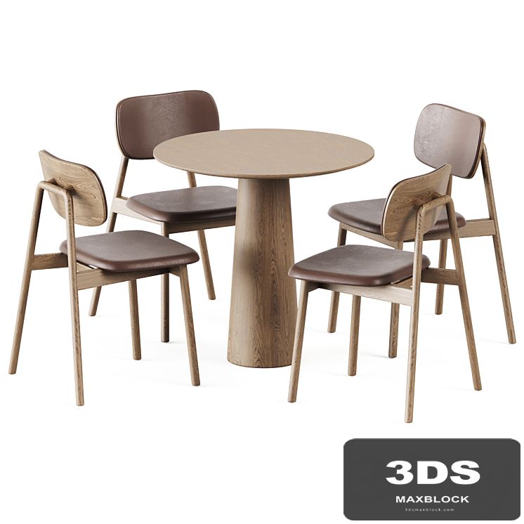 Table P.O.V. D80 by Ton and Wooden Klara Chair Upholstered by Moroso