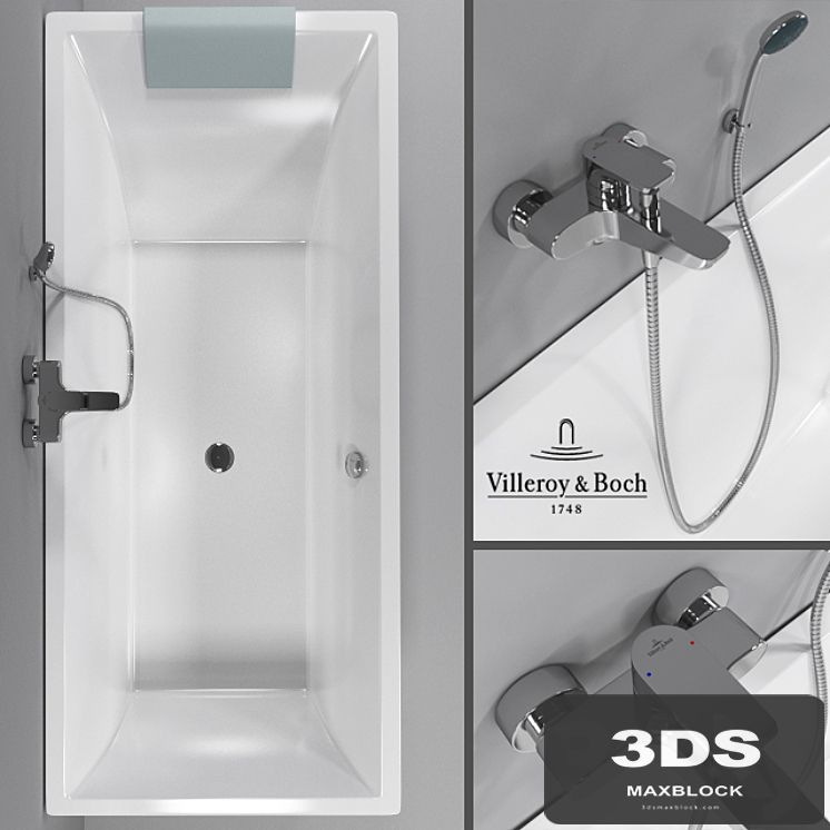 Bathtub Villeroy &amp; Boch Squaro, bath mixer Villeroy &amp; Boch Subway