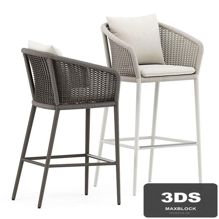 Knot barstool with arms and Knot counter stool with arms by Janus et Cie