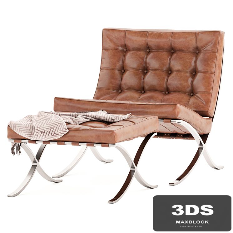 Barcelona chair with footrest