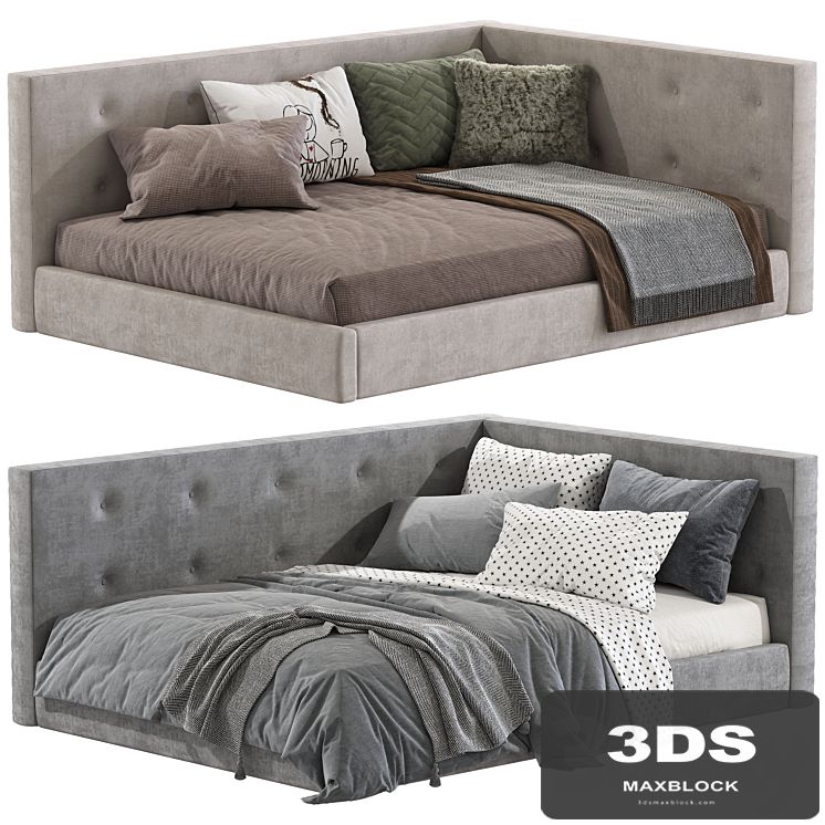 Cushy Upholstered Platform Corner Bed
