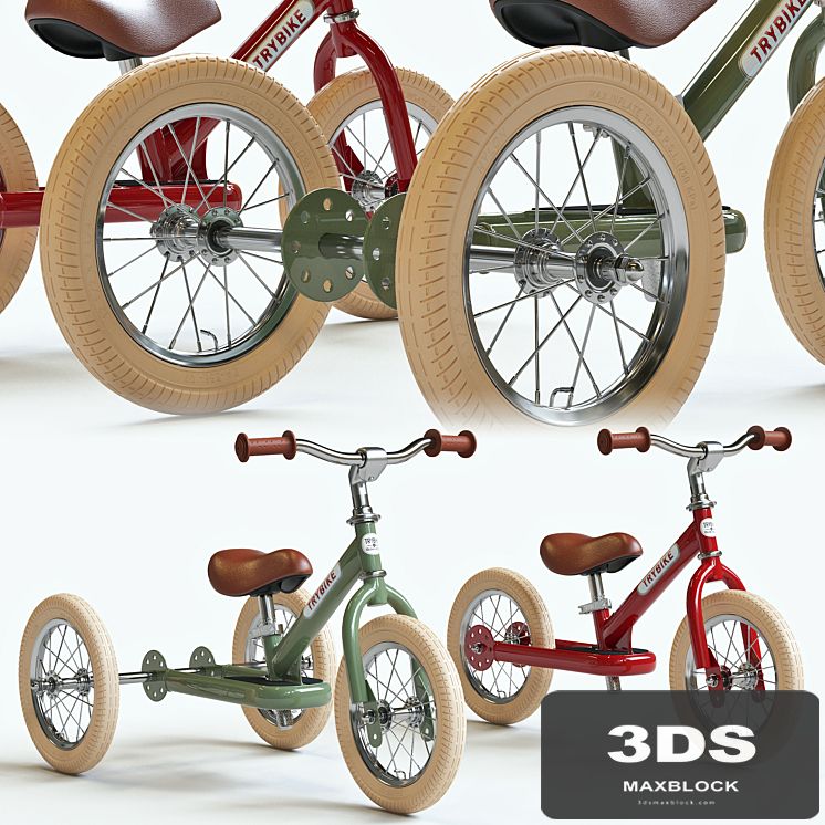 Trybike Tricycle et draisienne Acier 2-en-1 Vintage Bleu pétrole