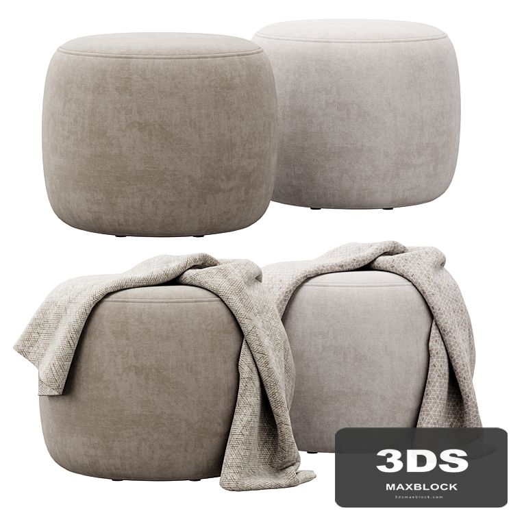 Wide Velvet Round Footstool Ottoman by Gardeco