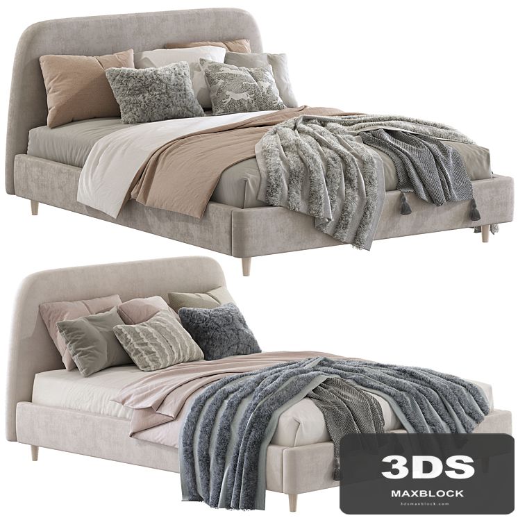 Bed Oatmeal Raelynn Upholstered Bed