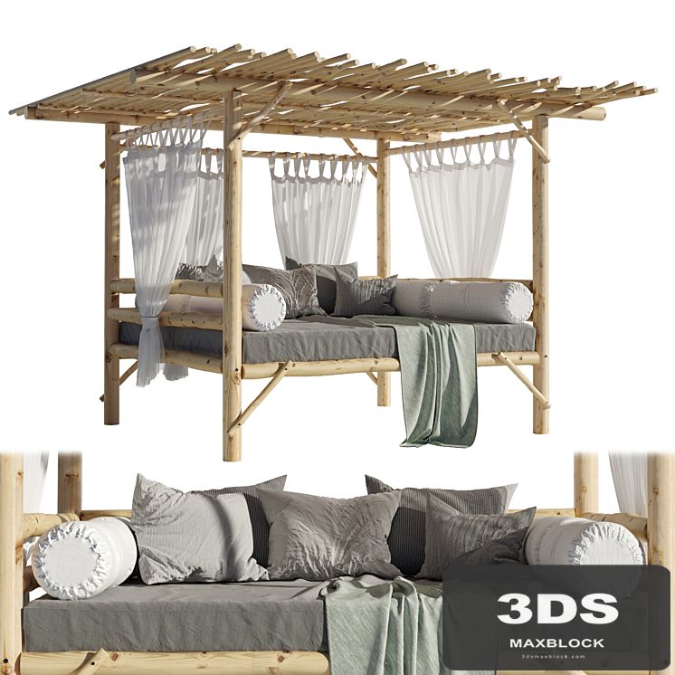 Landscape furniture with pergola and roof garden 04