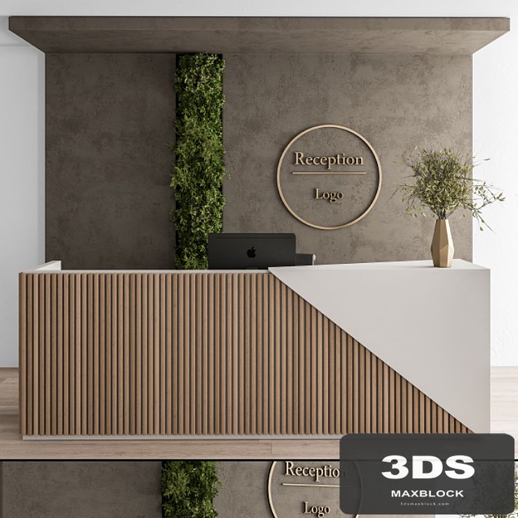 Reception Desk and Wall Decoration - Set 08